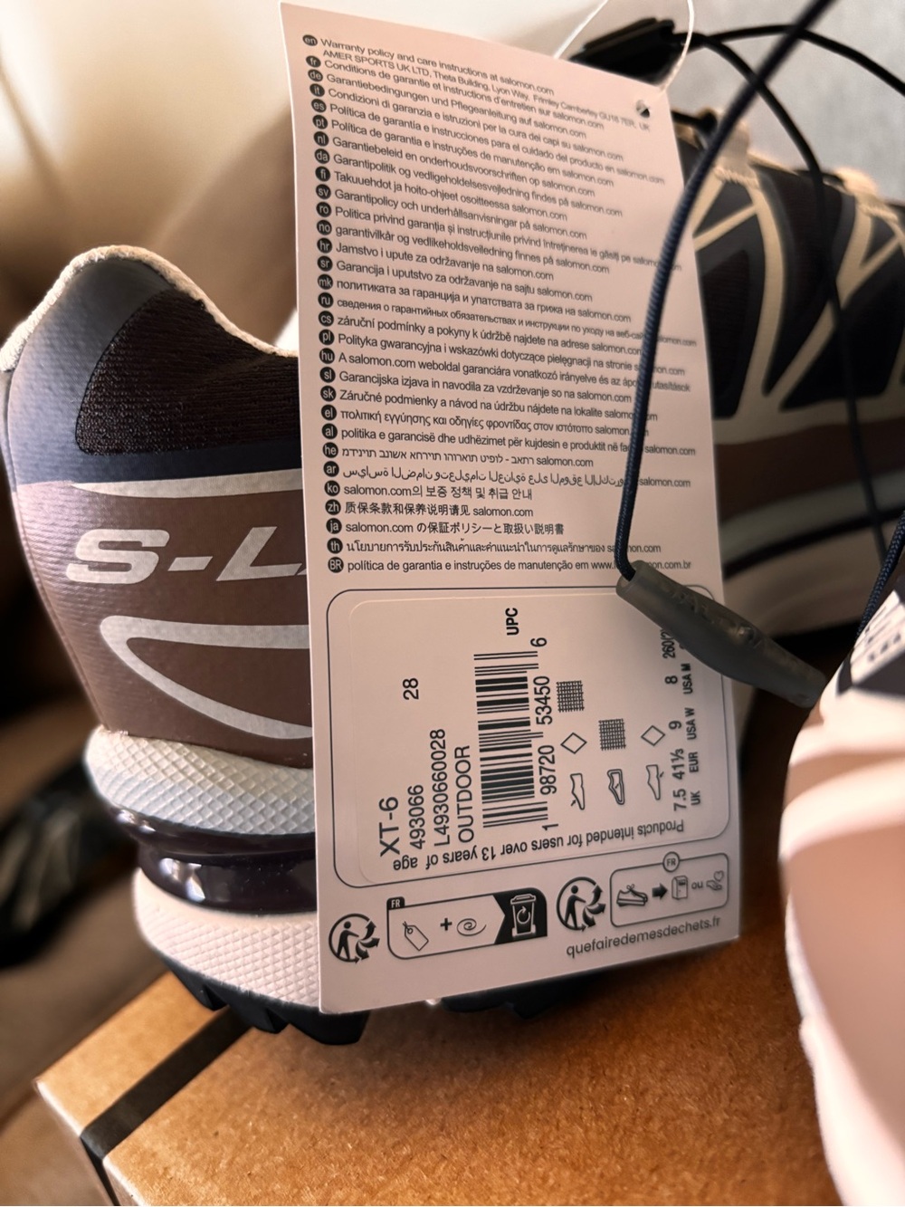 Salomon XT-6 Black Coffee Burro Bitter Chocolate Sneakers W9 / M8 NWT - Picture 4 of 6
